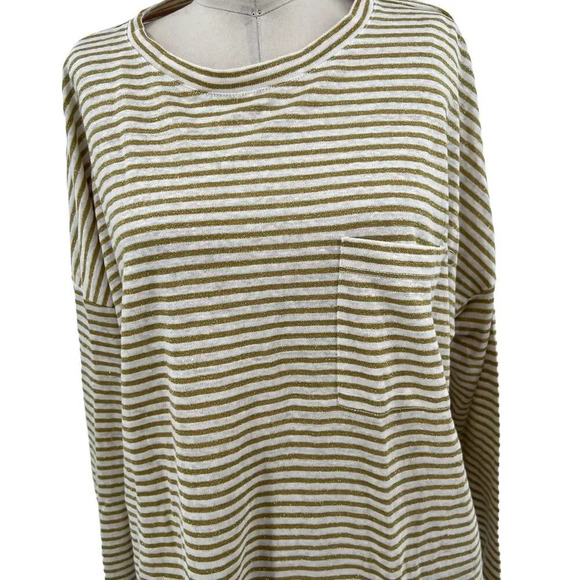 Boden Ottilie Linen Jersey Top Gold Ivory Stripe Size US 14 - Picture 4 of 12